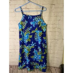 Coconut Beach size‎ XL Long Sleeveless Blue Floral Patterned Dress